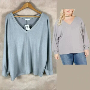 SOPRANO Plus Size Cozy Hacci Dolman Top Gray NWT 2X